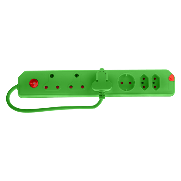 CRE034GR – MULTIPLUG 6WAY 3X16A,2X5A,1XSCH GREEN