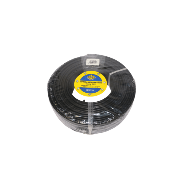 ELE6410 – CABLE FLAT TWIN&EARTH BLK 1.50MMX2C 10M
