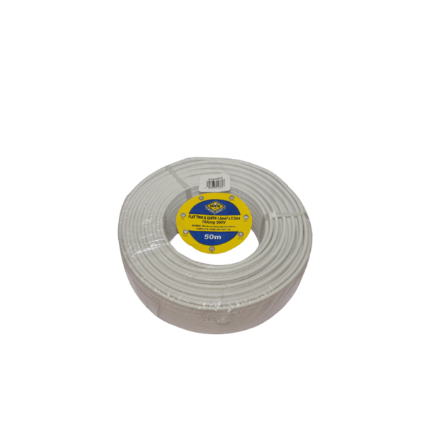 ELE6560 – CABLE FLAT TWIN&EARTH WHIT 2.50MMX2C 10M