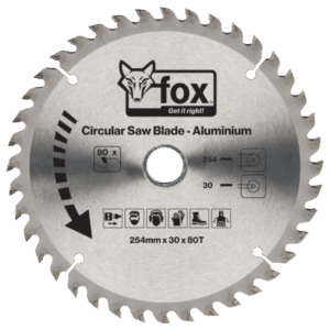 FOX0601 – FOX CIRCULAR SAW BLADE ALUMIN 254X30X80T