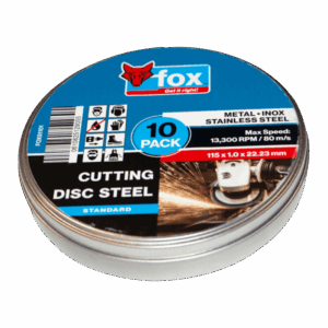FOX91101 – DISC FOX CUT STEEL 115X1.0MM M/CASE P/10