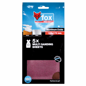 FOX94080 – ABR FOX MULTI SANDING SHEETS P180 P/5