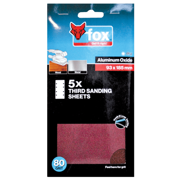 FOX95005 – ABR FOX SANDING 93X185MM 80G VALCRO P/5