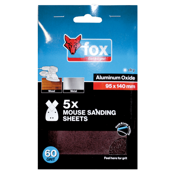 FOX95020 – ABR FOX MOUSE SANDING 95X140MM P 60 P/5