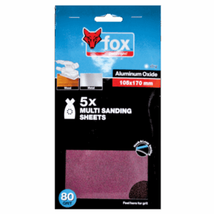 FOX95060 – ABR FOX MULTI SANDING SHEETS P80 P/5