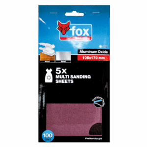 FOX95065 – ABR FOX MULTI SANDING SHEETS P100 P/5