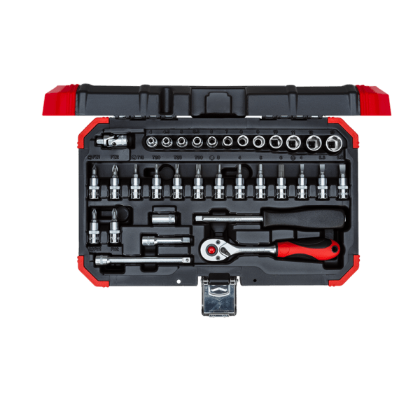 GEDR49003033 – SOCKET GED RED SET 1/4″ 4-13MM+BITS33PCE