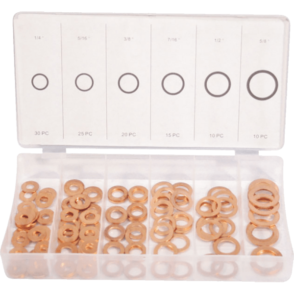 HON0216 – ASSORTED MTS WASHERS FLAT COPPER 110PC