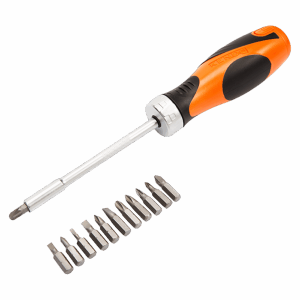 KEN20016 – SCREWDRIVER SET KENDO RATCHET +12 BITS