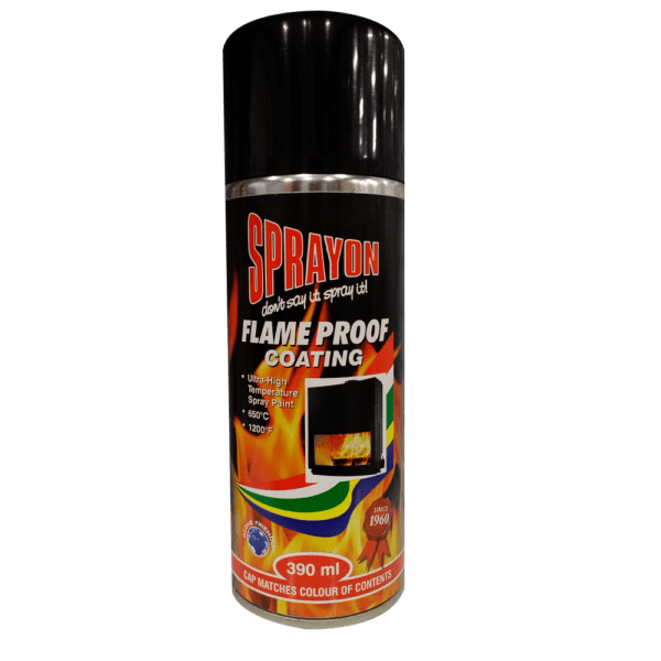 SPO1100 – SPRAYON PAINT FLAME PROOF BLACK 390ML